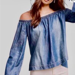 Anthropologie cloth & stone Women's Off-Shoulder Denim Top